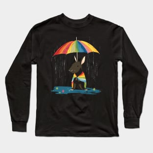 Aardvark Rainy Day With Umbrella Long Sleeve T-Shirt